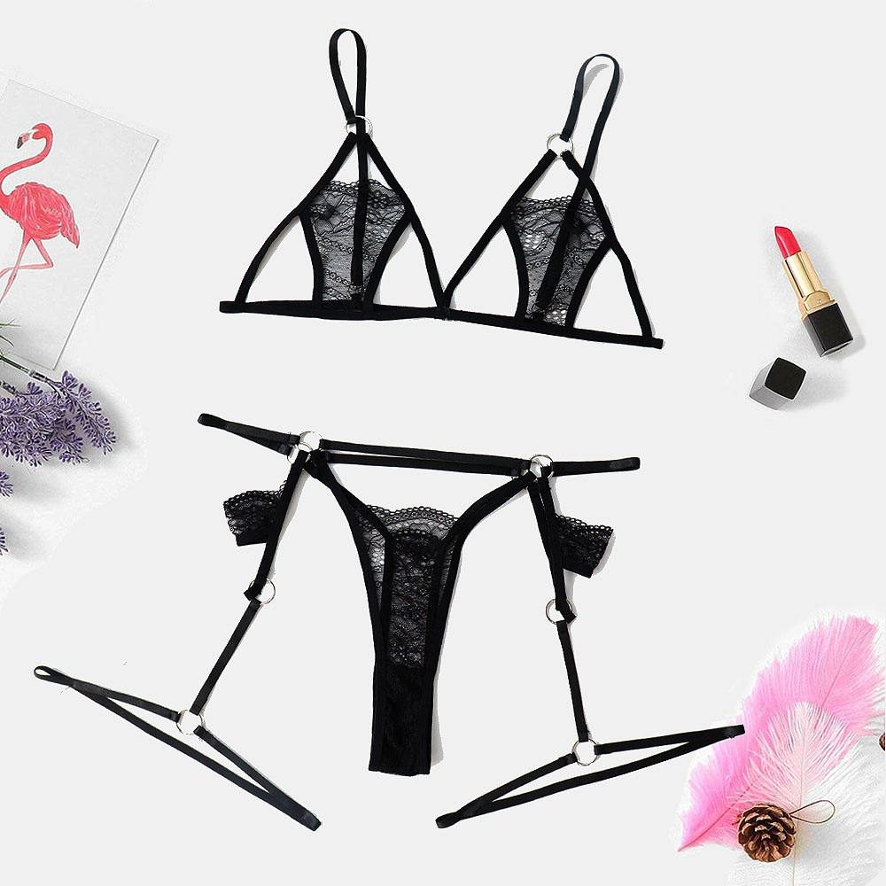 Lace Underwear Lingerie Set – Black