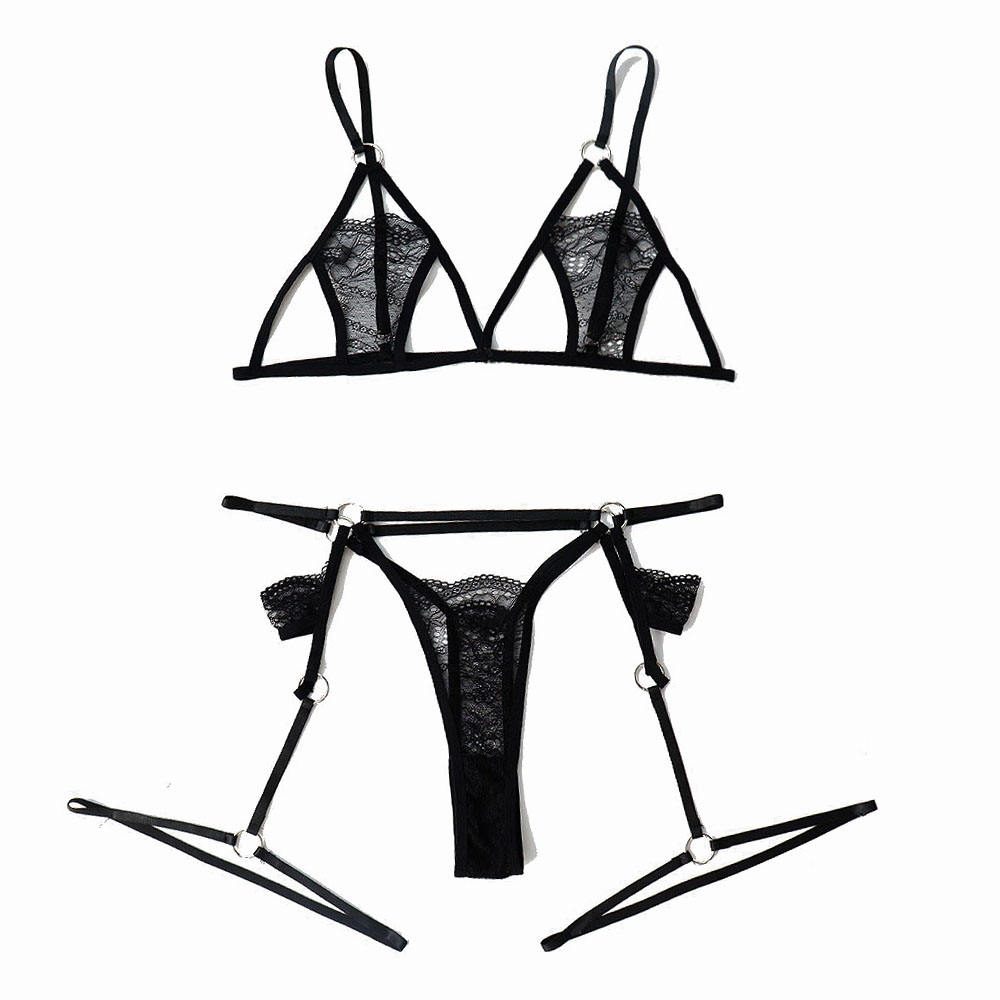 Lace Underwear Lingerie Set – Black