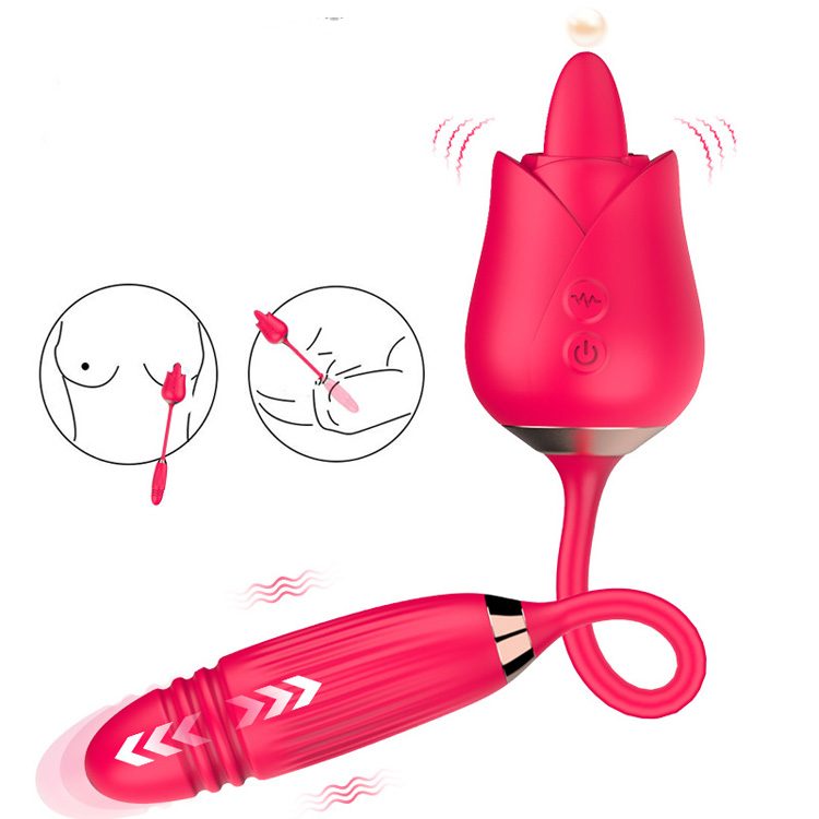 Tongue Licking Rose Vibrator in Silicone & ABS