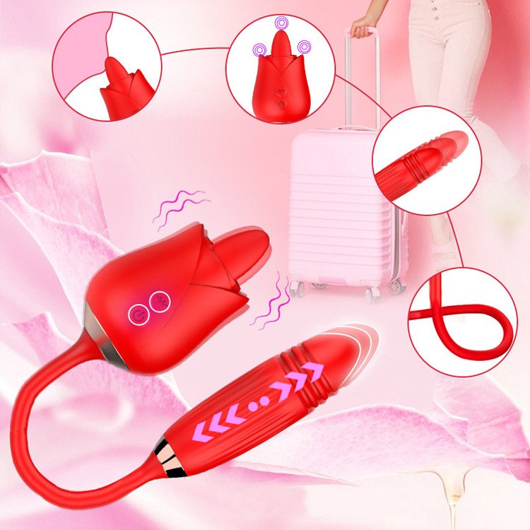 Tongue Licking Rose Vibrator in Silicone & ABS
