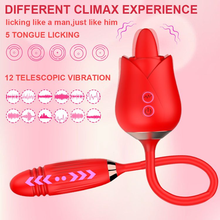 Tongue Licking Rose Vibrator in Silicone & ABS