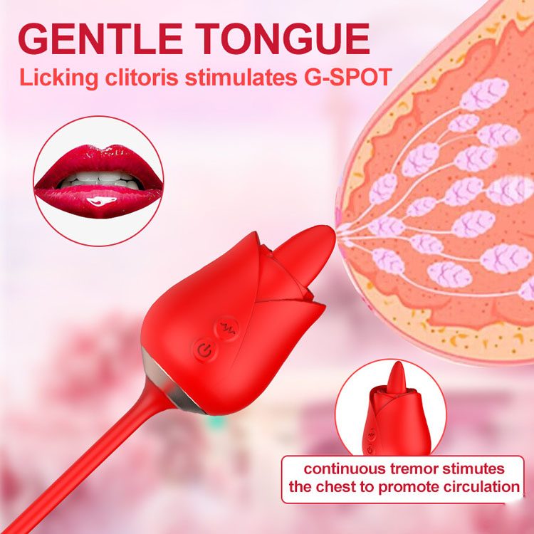Tongue Licking Rose Vibrator in Silicone & ABS