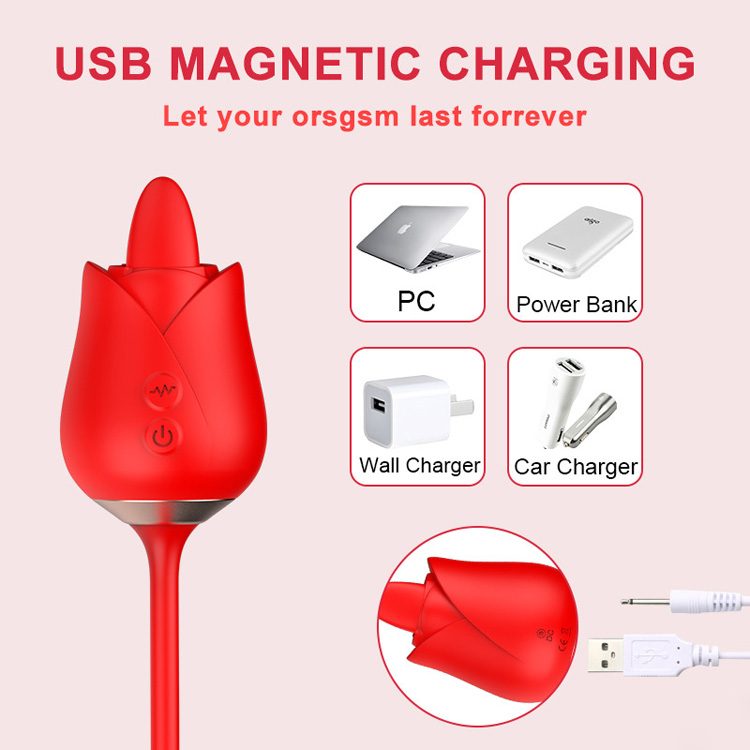 Tongue Licking Rose Vibrator in Silicone & ABS