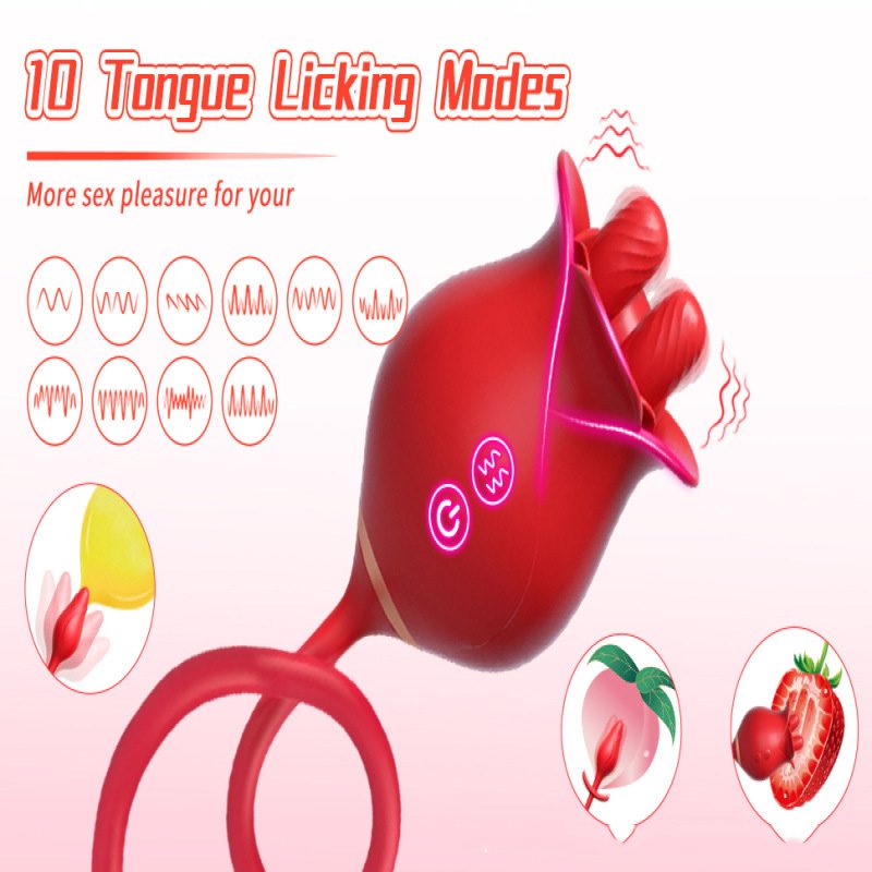 Tongue Licking Rose Vibrator – Red
