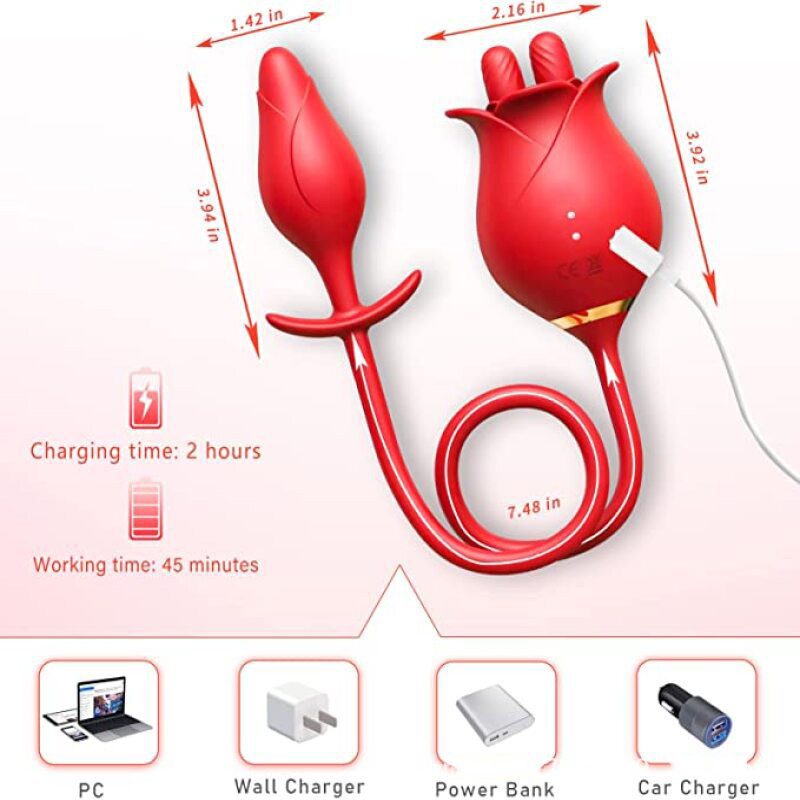 Tongue Licking Rose Vibrator – Red