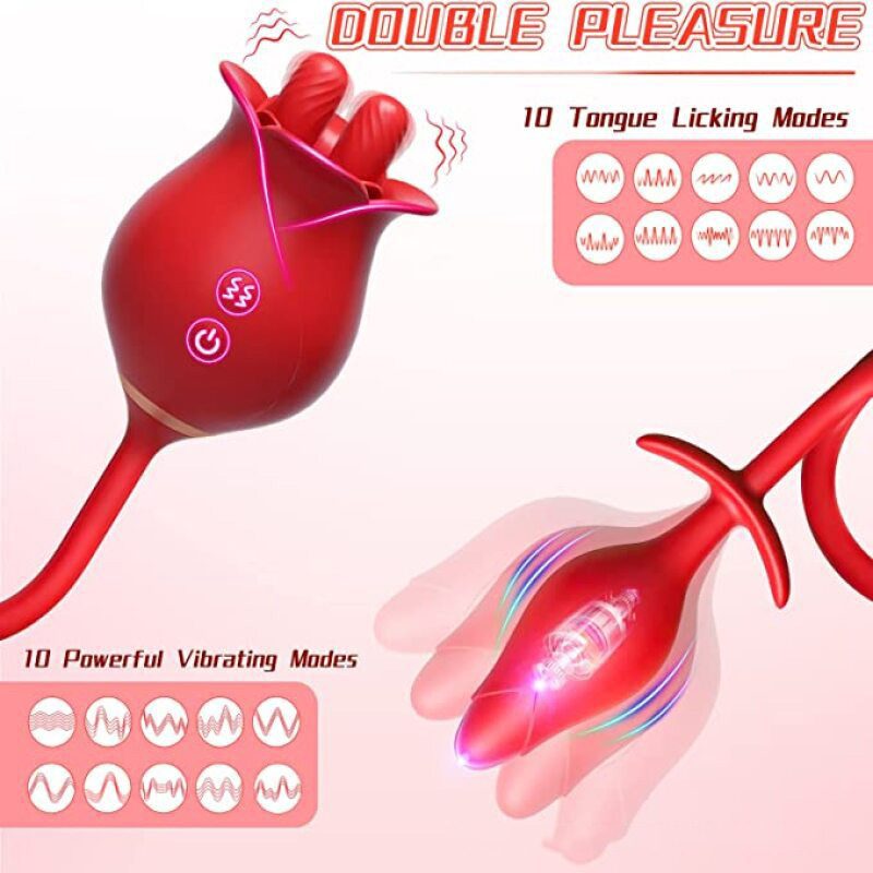 Tongue Licking Rose Vibrator – Red