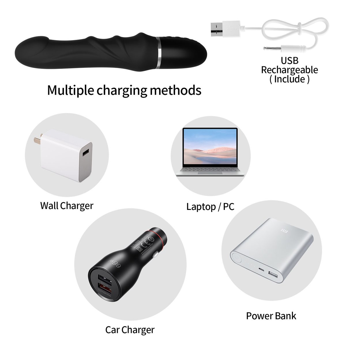 Rechargeable Massage Classic Vibrator in Silicone & ABS