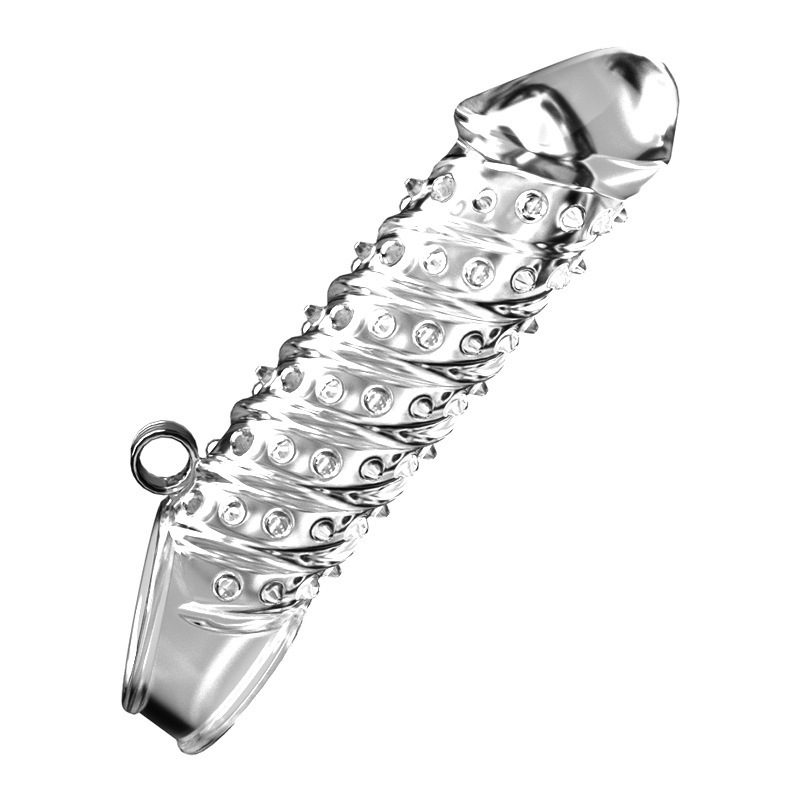 Gaine pour verge en cristal, motif loup