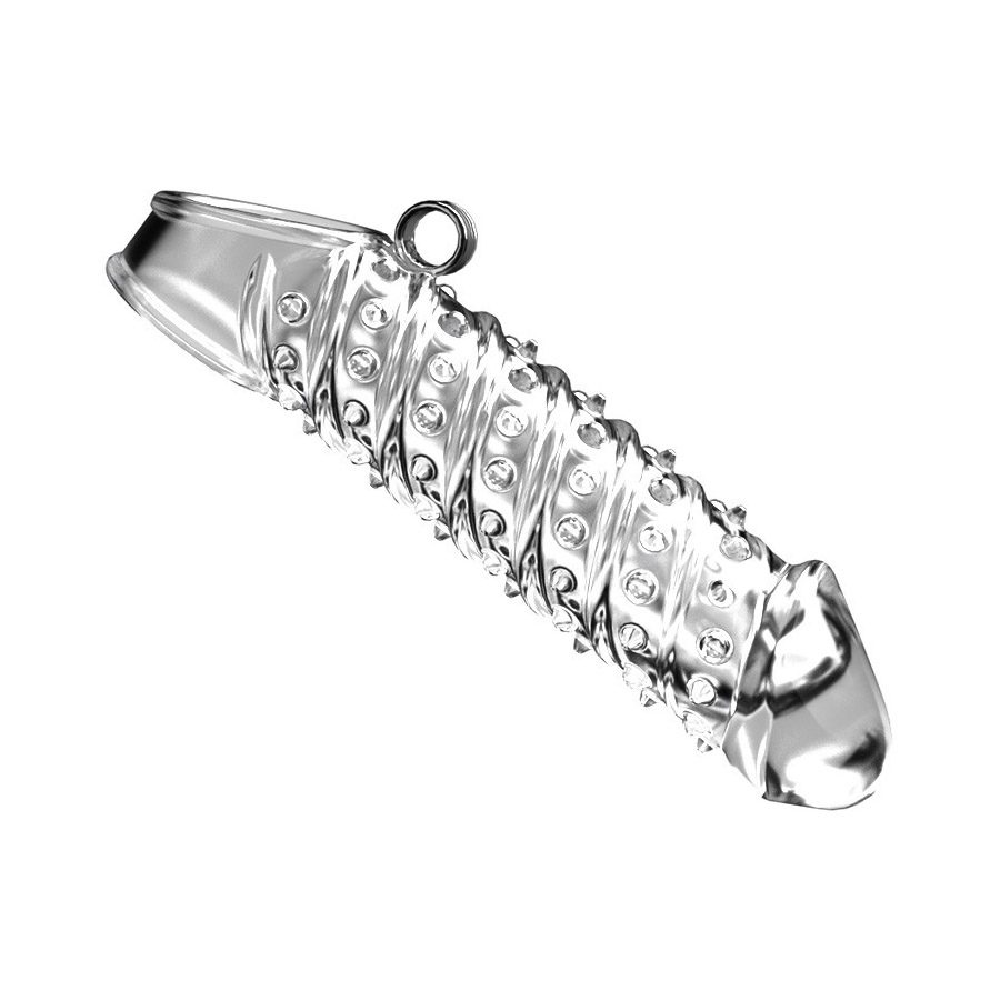 Gaine pour verge en cristal, motif loup