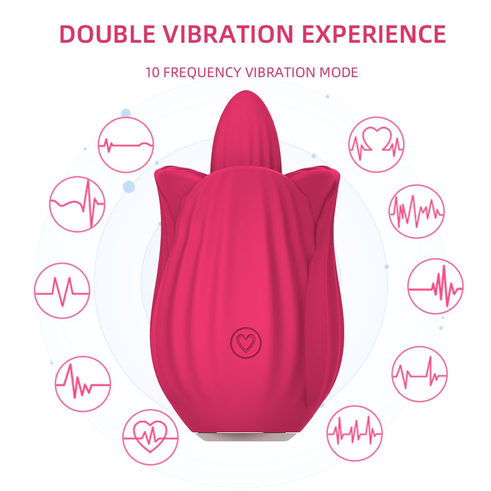 Tongue Licking Rose Vibrator (9 × 4.9 cm)