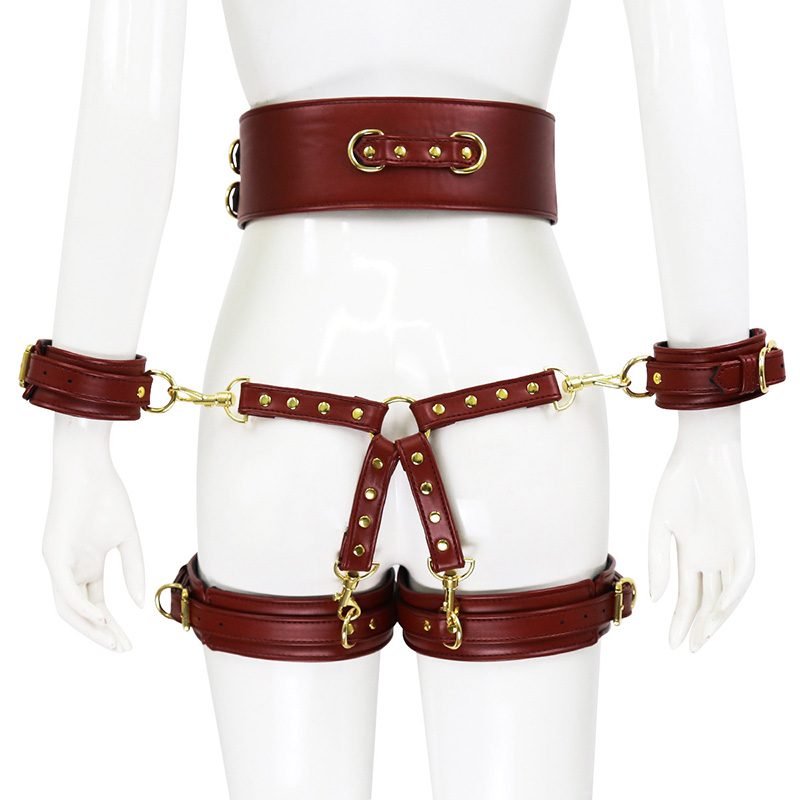 Leather Handcuffs Strap-on Kit