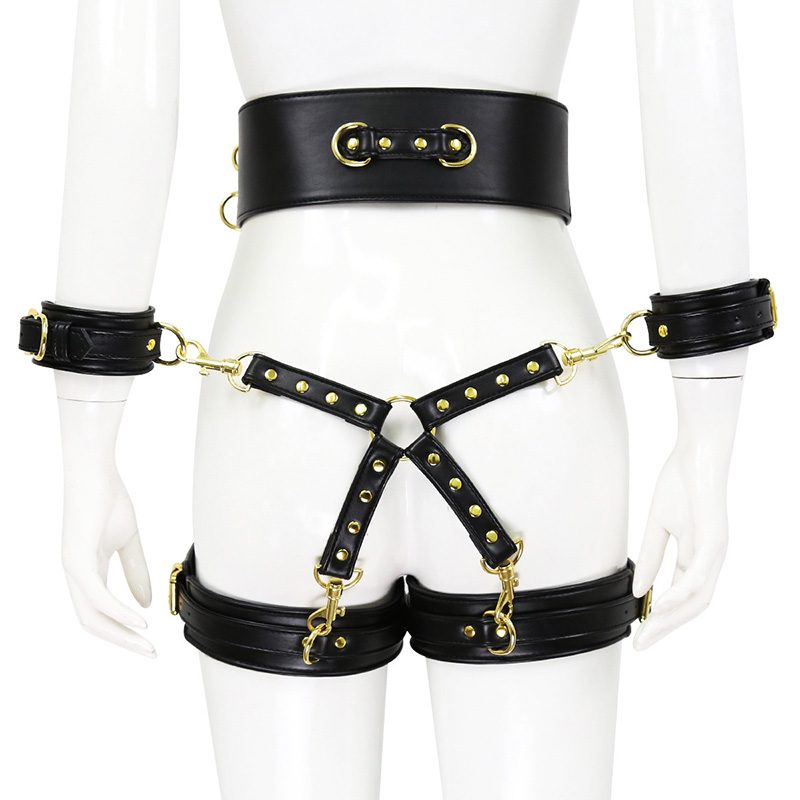 Leather Handcuffs Strap-on Kit