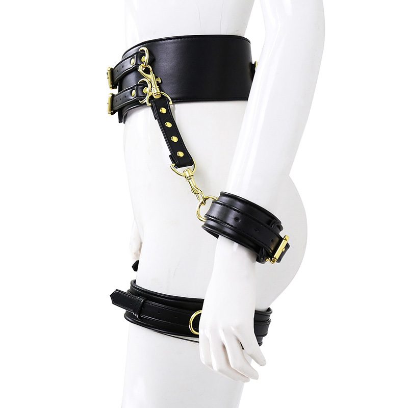 Leather Handcuffs Strap-on Kit