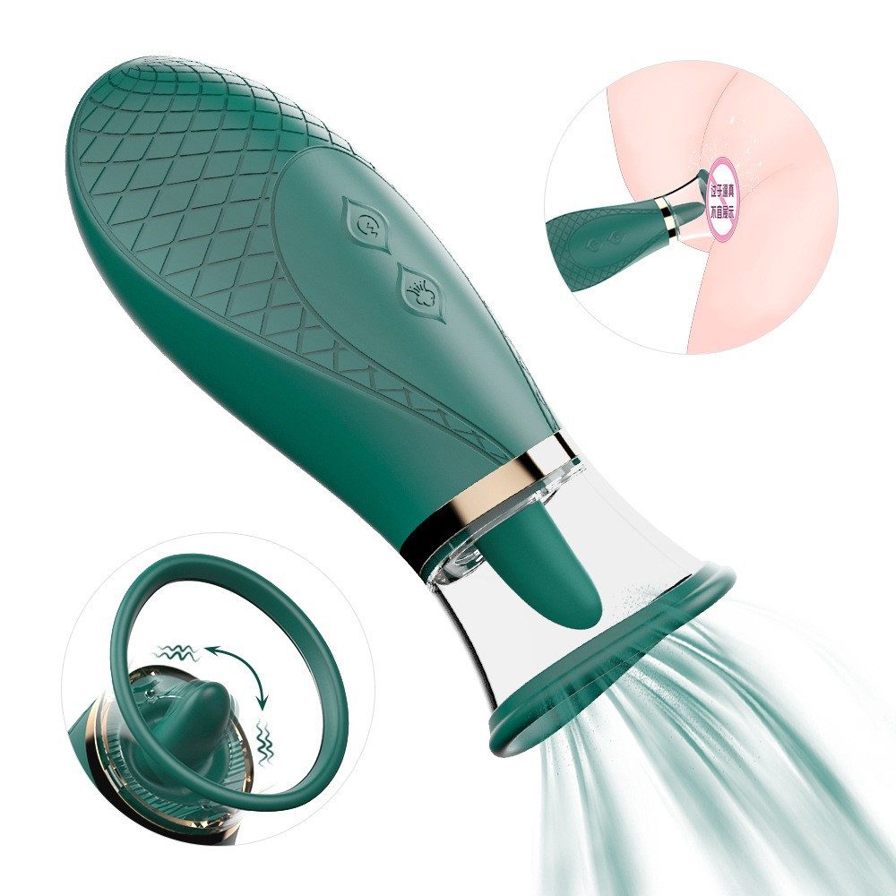Suction Tongue G-spot Vibrator in Silicone & ABS