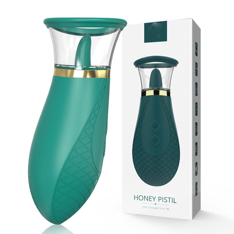 Vibrador de punto G con lengüeta y ventosa de Silicona & ABS