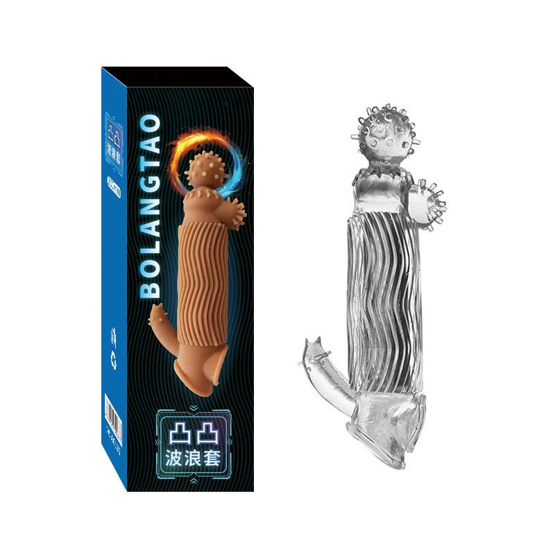 Masaje con funda para pene de cristal con forma de lobo