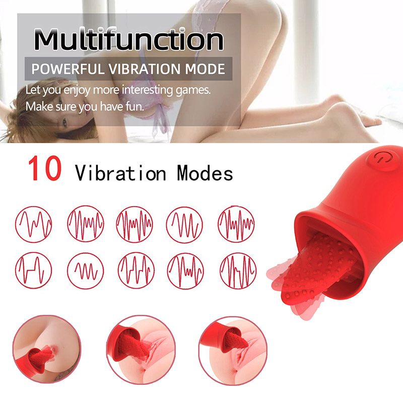 Licking Tongue Vibrator in Silicone & ABS