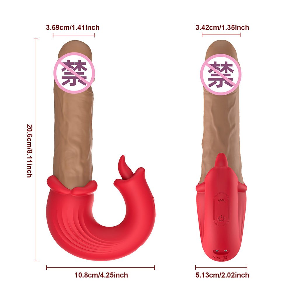 Vibrador telescópico de lengua en forma de rosa