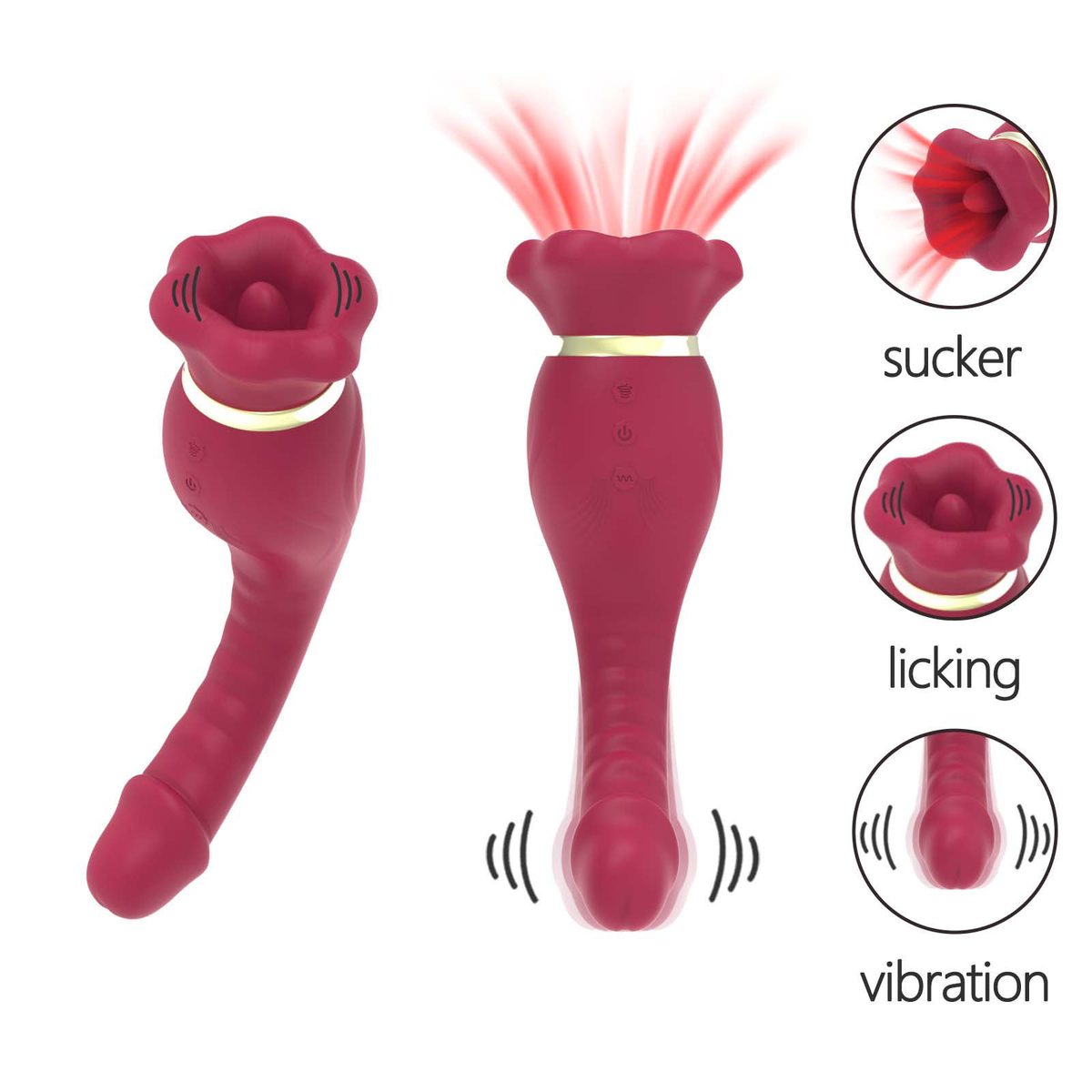 Tongue Licking Double Vibrator Suction