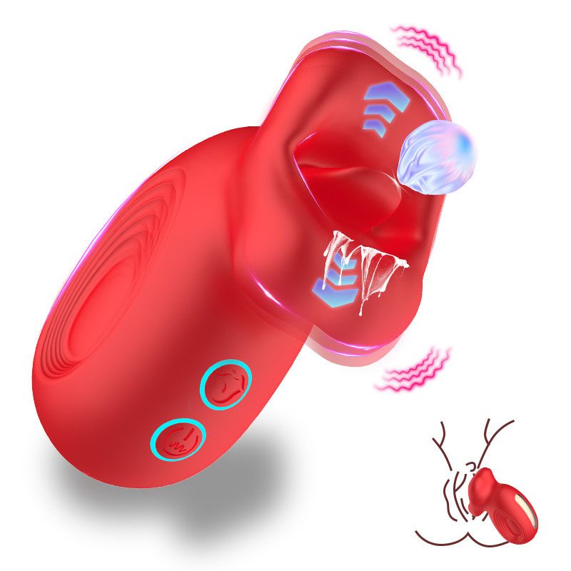 Vibratore a uovo con lingua leccante – Rosso rosa