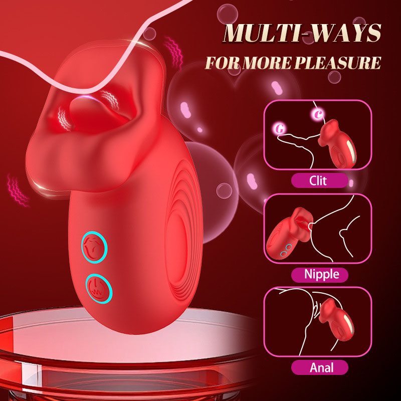 Vibratore a uovo con lingua leccante – Rosso rosa