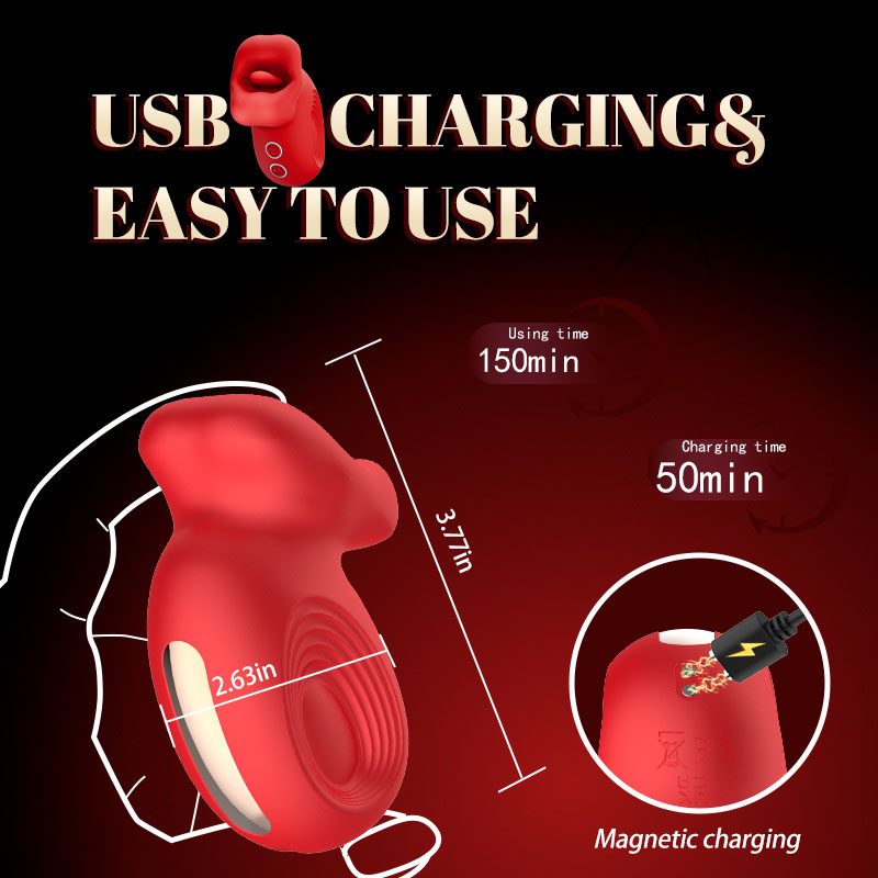Vibratore a uovo con lingua leccante – Rosso rosa