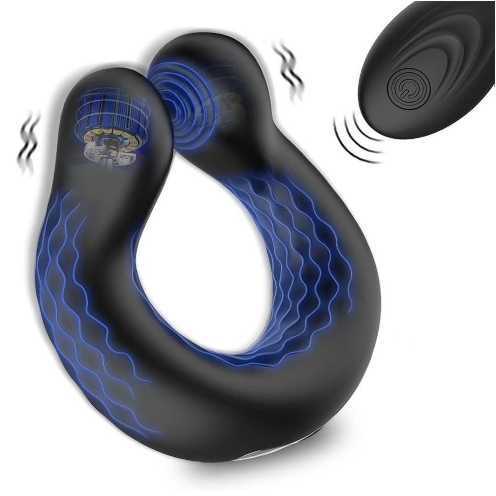 Vibrating Cock Ring in Silicone & ABS, Black