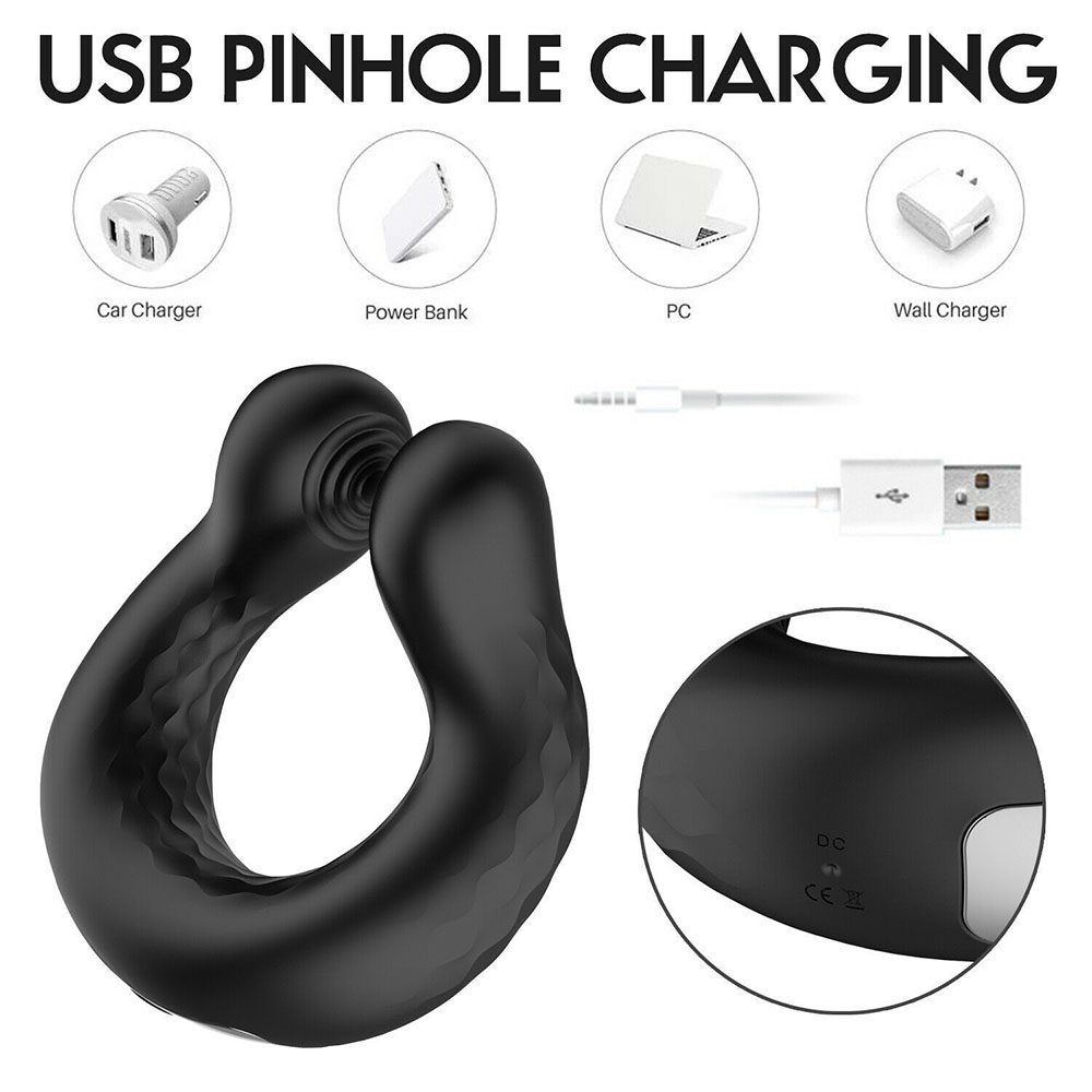 Vibrating Cock Ring in Silicone & ABS, Black