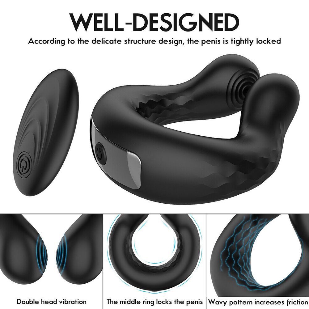 Vibrating Cock Ring in Silicone & ABS, Black