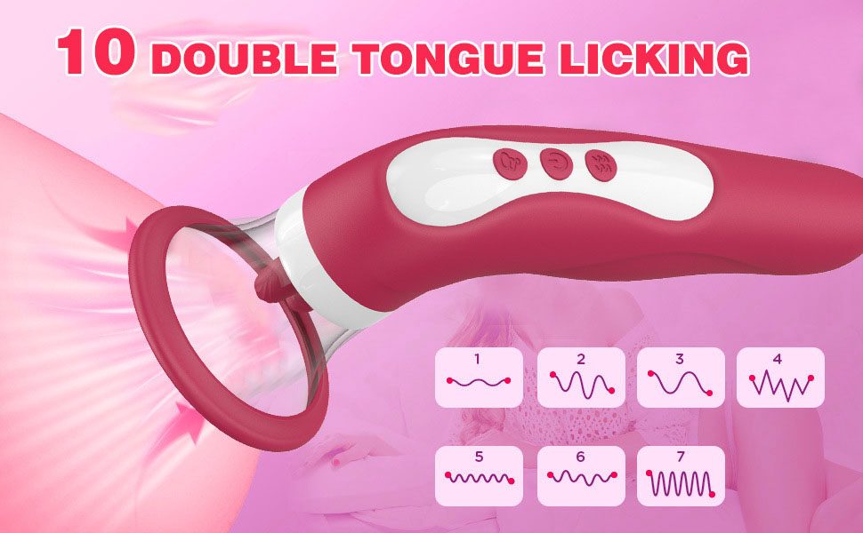 Tongue Licking Suction Vibrator in Silicone & ABS