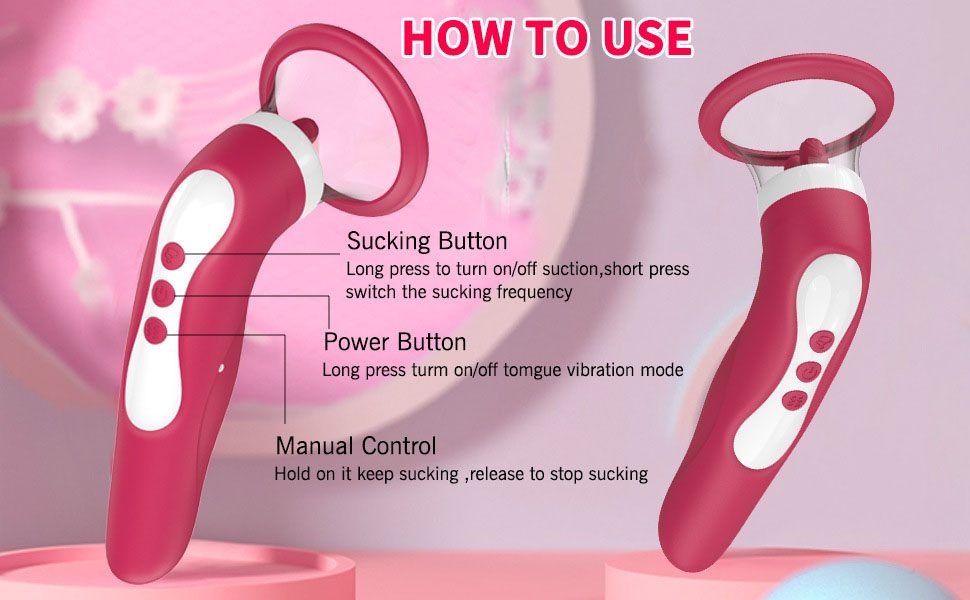 Tongue Licking Suction Vibrator in Silicone & ABS