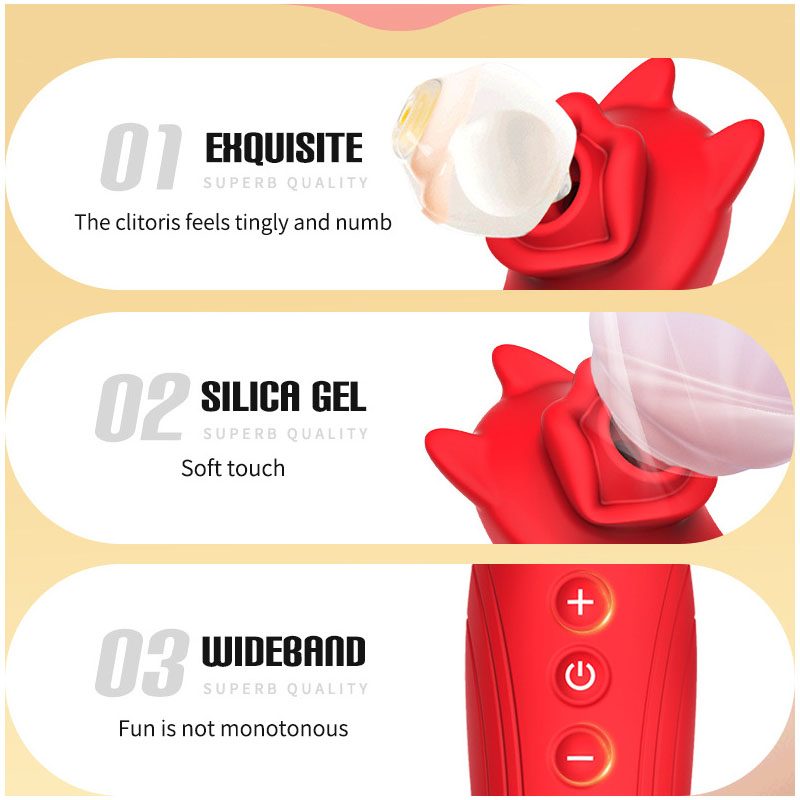 Suction Vibrator in Silicone & ABS, Red or purple