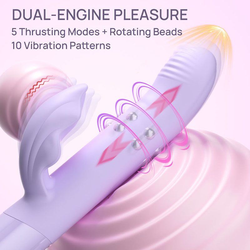 Vibrador conejo vibratorio telescópico de silicona y ABS