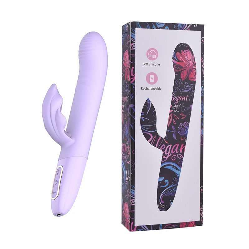 Vibrador conejo vibratorio telescópico de silicona y ABS